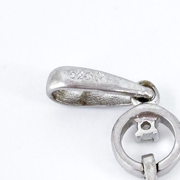 Vintage Sterling Silver 925 Cubic Zirconia Concentric Circle Drop Pendant - Picture 5 of 8